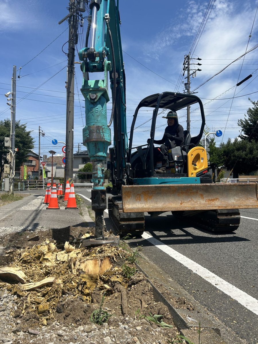 岐阜市　街路樹伐根工事写真